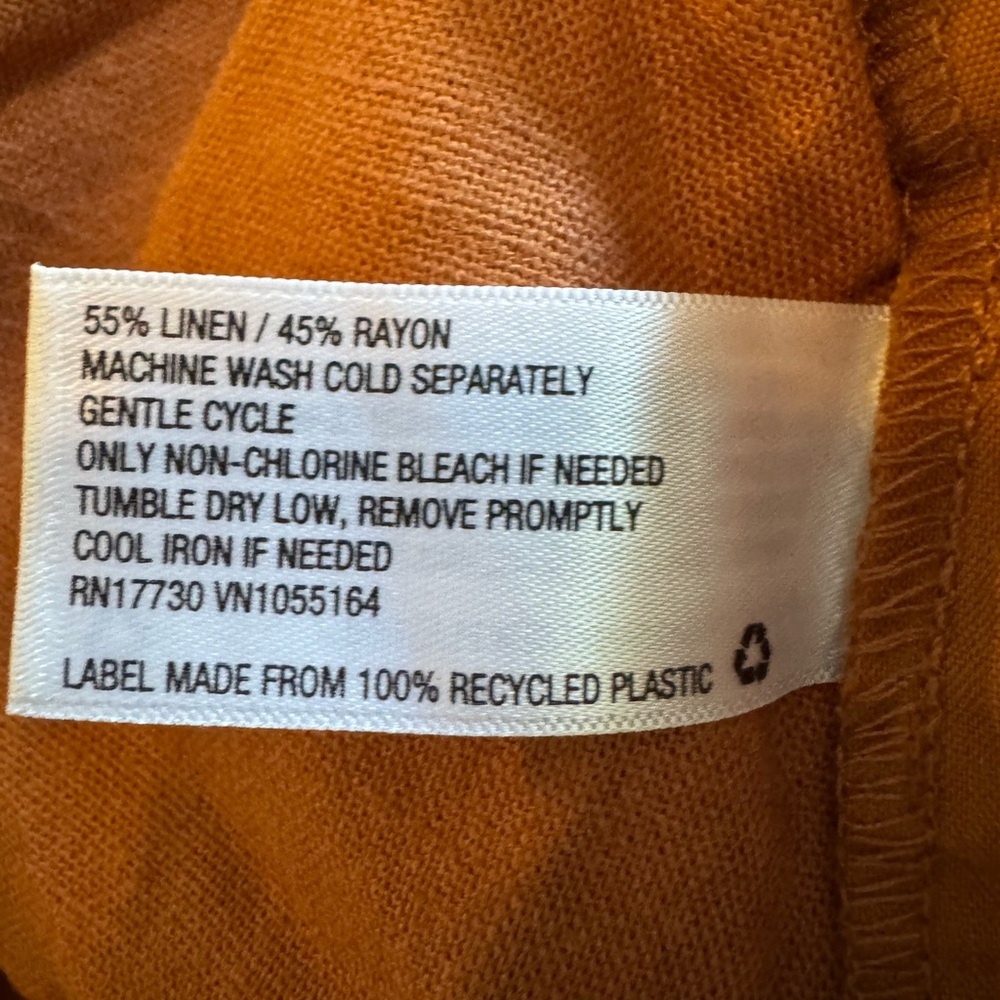 A New Day Linen Rust Orange High Waist Paperbag Shorts - Picture 4 of 6